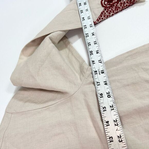 Soft Surroundings Sahara Tunic Womens Small Red Beaded Fringe Hem Linen Blend - Picture 5 of 11